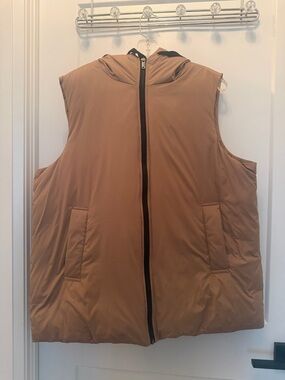 Reiss Hooded Sleeveless Puffer Vest - Camel Brown